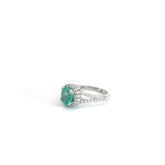 18k White Gold 1.44ct Colombian Oval Emerald/ 1.35ct F VS2 Round Diamond Ring Size 6 1/2